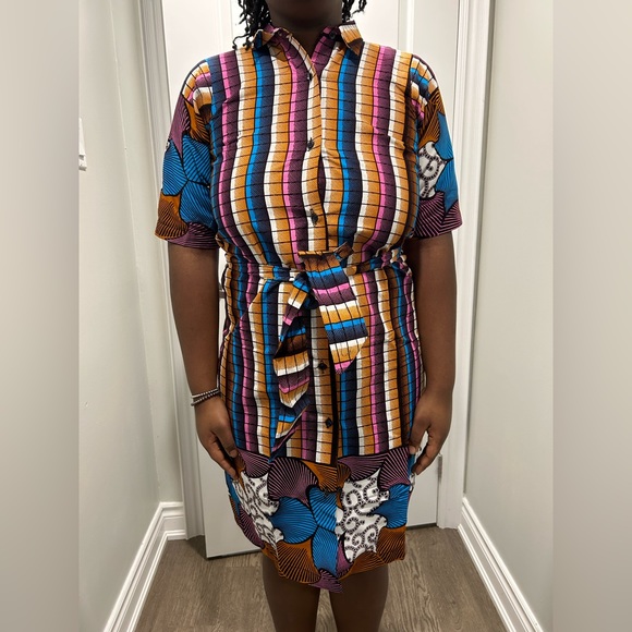Colourful Ankara Button & Tie Dress - Picture 10 of 14